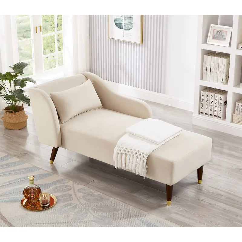 Modern Chaise Lounge Chair with Velvet Upholstery - 29.50 x 55.90 x 28.70