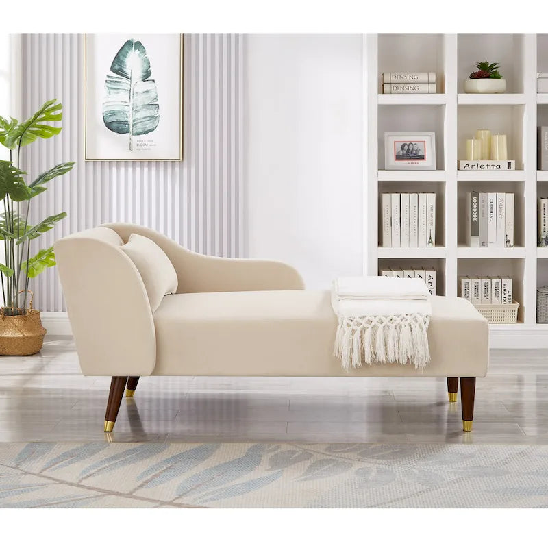 Modern Chaise Lounge Chair with Velvet Upholstery - 29.50 x 55.90 x 28.70 3