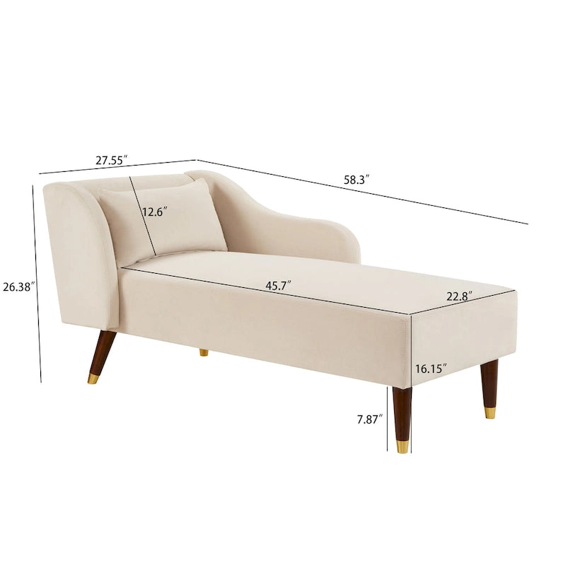 Modern Chaise Lounge Chair with Velvet Upholstery - 29.50 x 55.90 x 28.70 9