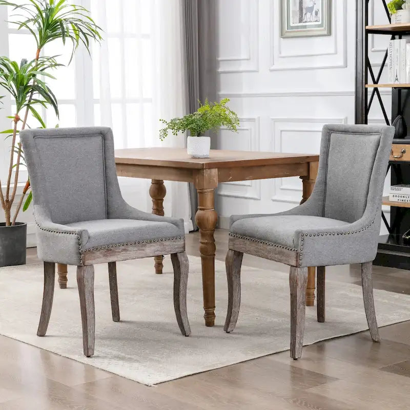 Ultra Side Dining Chair with Thickened Fabric and Bronze Nail Head, Set of 2 30