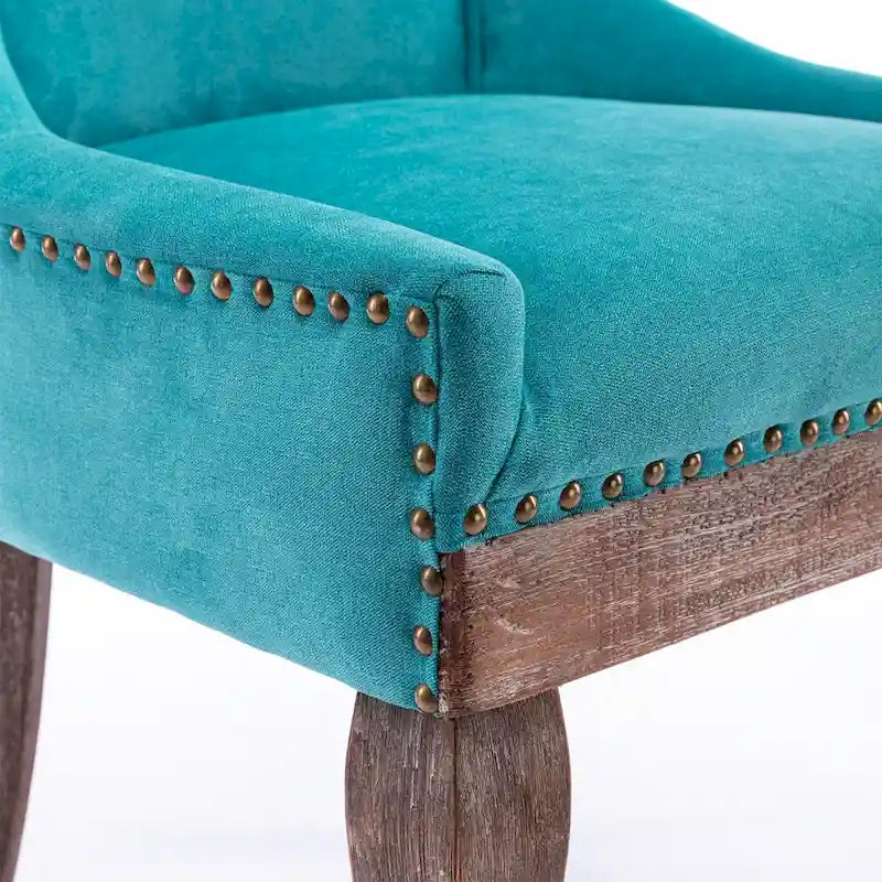 Ultra Side Dining Chair with Thickened Fabric and Bronze Nail Head, Set of 2 8