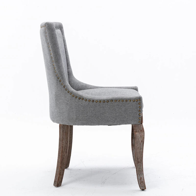 Ultra Side Dining Chair with Thickened Fabric and Bronze Nail Head, Set of 2 13