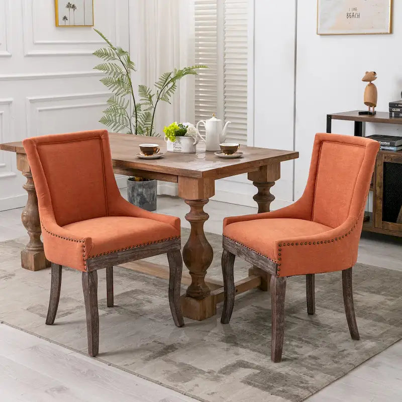 Ultra Side Dining Chair with Thickened Fabric and Bronze Nail Head, Set of 2 19