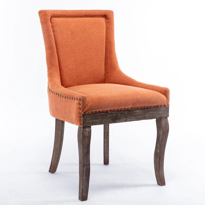 Ultra Side Dining Chair with Thickened Fabric and Bronze Nail Head, Set of 2 21