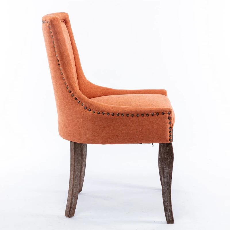 Ultra Side Dining Chair with Thickened Fabric and Bronze Nail Head, Set of 2 22