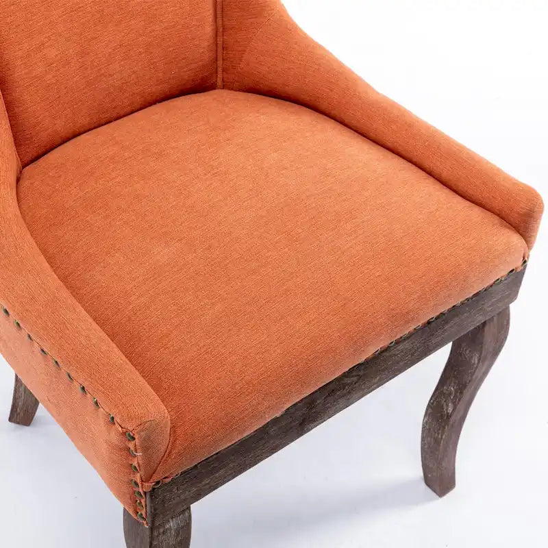 Ultra Side Dining Chair with Thickened Fabric and Bronze Nail Head, Set of 2 26