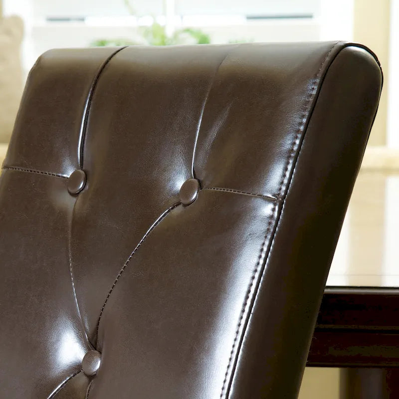 Taylor Brown Bonded Leather Dining Chair (Set of 2) by Christopher Knight Home 5