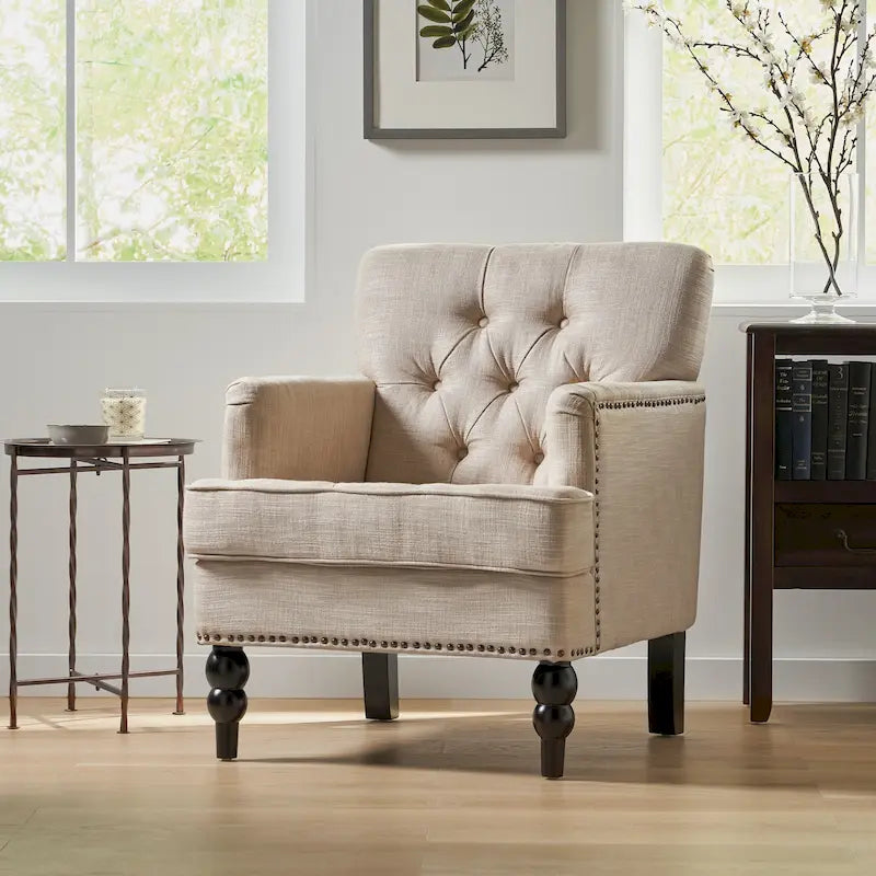 Malone Tufted Back Fabric Club Chair by Christopher Knight Home - 28.00 L x 29.50 W x 33.50 H 26