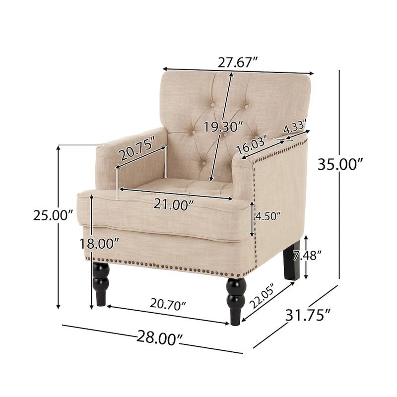 Malone Tufted Back Fabric Club Chair by Christopher Knight Home - 28.00 L x 29.50 W x 33.50 H 5