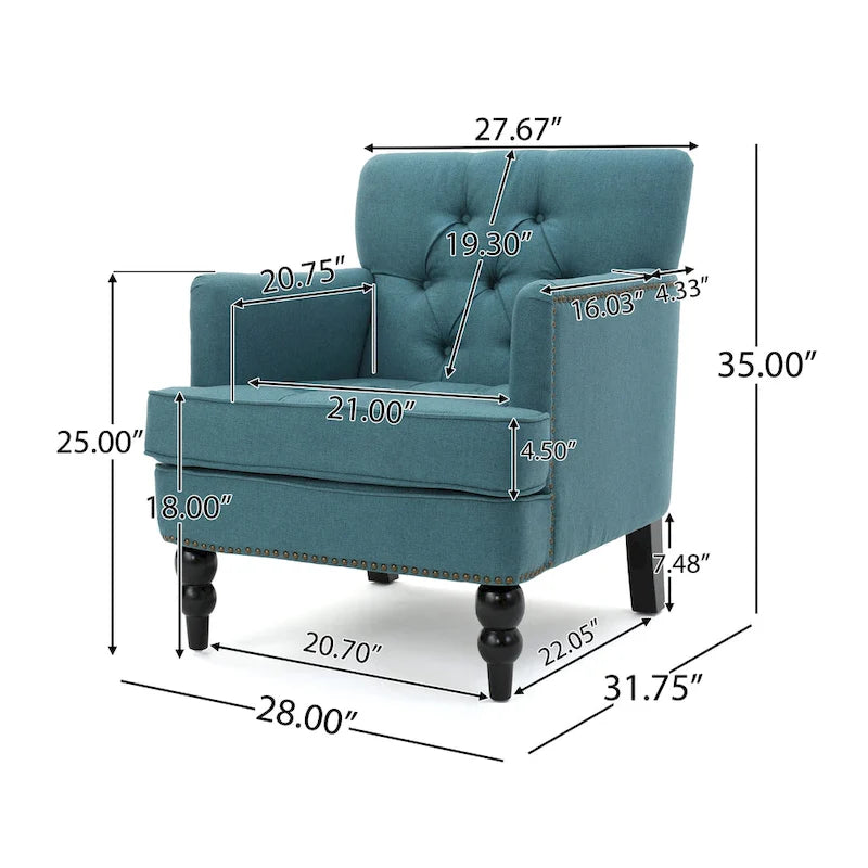 Malone Tufted Back Fabric Club Chair by Christopher Knight Home - 28.00 L x 29.50 W x 33.50 H 14