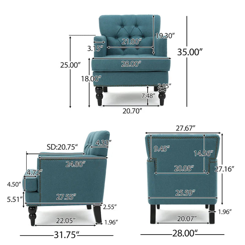 Malone Tufted Back Fabric Club Chair by Christopher Knight Home - 28.00 L x 29.50 W x 33.50 H 15