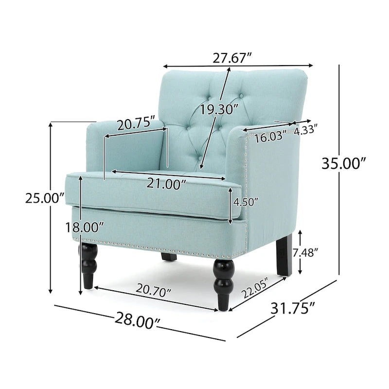 Malone Tufted Back Fabric Club Chair by Christopher Knight Home - 28.00 L x 29.50 W x 33.50 H 21