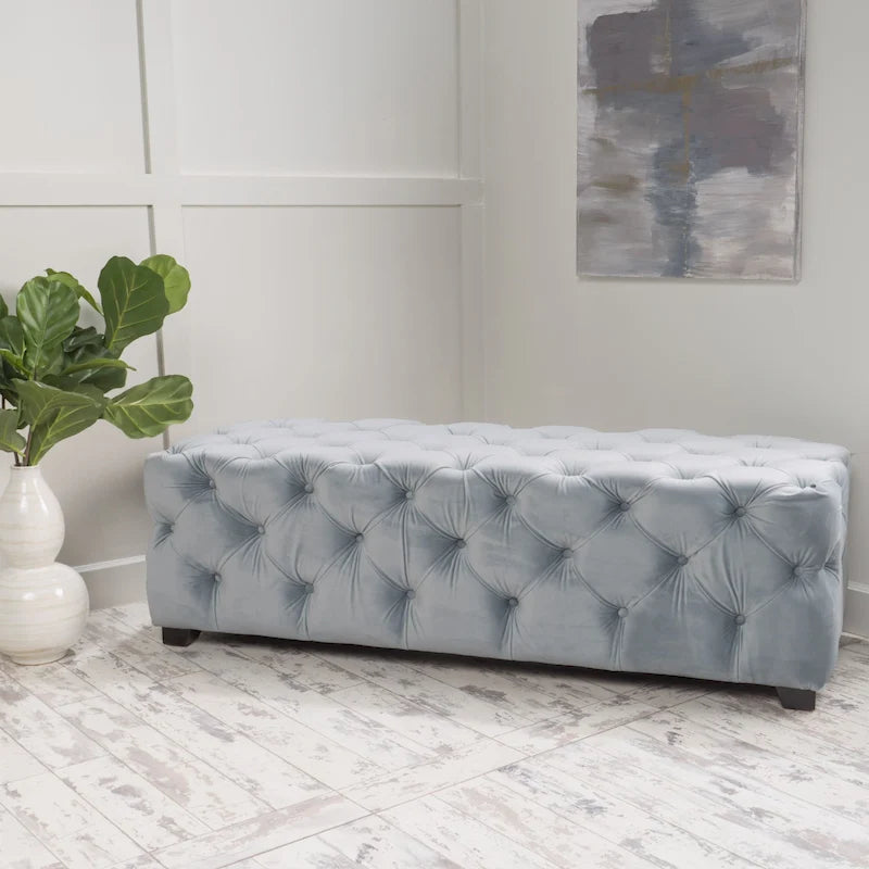 Piper Glam Tufted Velvet Ottoman Bench by Christopher Knight Home 27