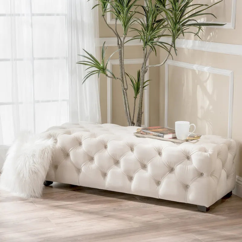 Piper Glam Tufted Velvet Ottoman Bench by Christopher Knight Home 32