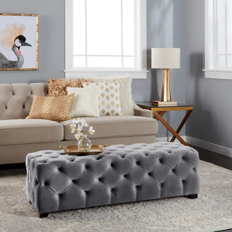 Piper Glam Tufted Velvet Ottoman Bench by Christopher Knight Home 33