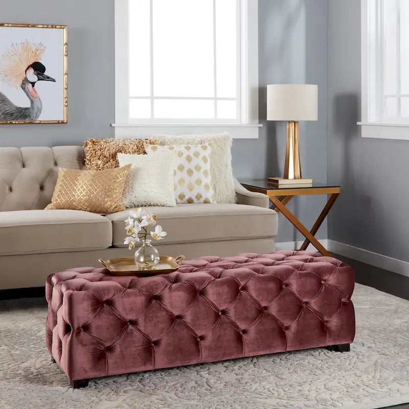 Piper Glam Tufted Velvet Ottoman Bench by Christopher Knight Home 34