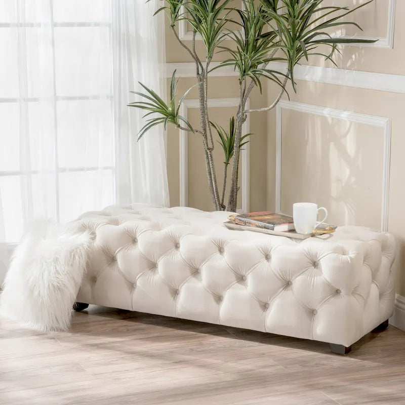 Piper Glam Tufted Velvet Ottoman Bench by Christopher Knight Home 16