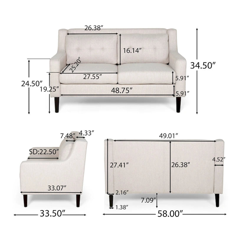 Divanetto in tessuto contemporaneo Galene di Christopher Knight Home - 58,00 L x 33,50 P x 34,50 H 7