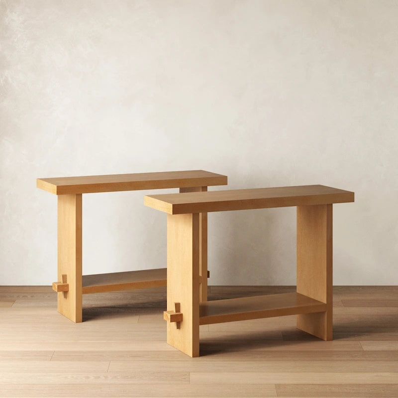 Nathan James Virgo Farmhouse 2-Tier Console Table in Wire-Brushed Wood Finish 41