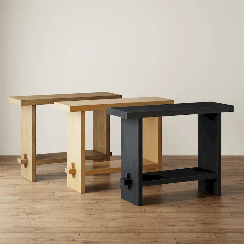 Nathan James Virgo Farmhouse 2-Tier Console Table in Wire-Brushed Wood Finish 4