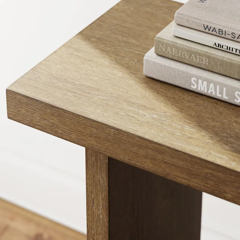 Nathan James Virgo Farmhouse 2-Tier Console Table in Wire-Brushed Wood Finish 8