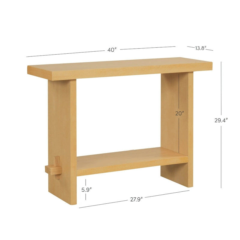 Nathan James Virgo Farmhouse 2-Tier Console Table in Wire-Brushed Wood Finish 12