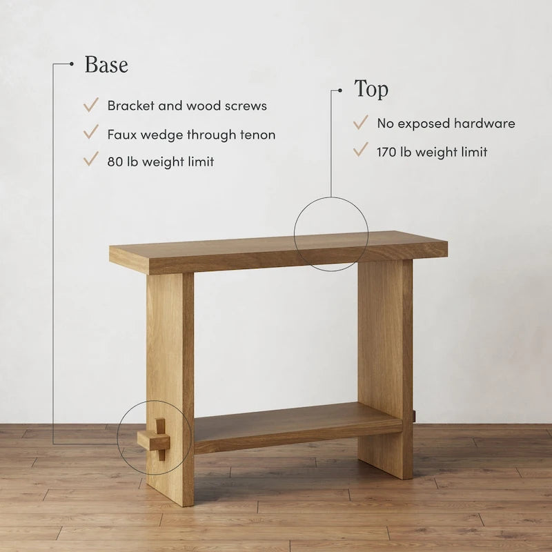 Nathan James Virgo Farmhouse 2-Tier Console Table in Wire-Brushed Wood Finish 20