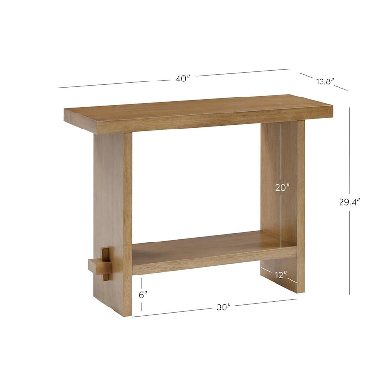 Nathan James Virgo Farmhouse 2-Tier Console Table in Wire-Brushed Wood Finish 21