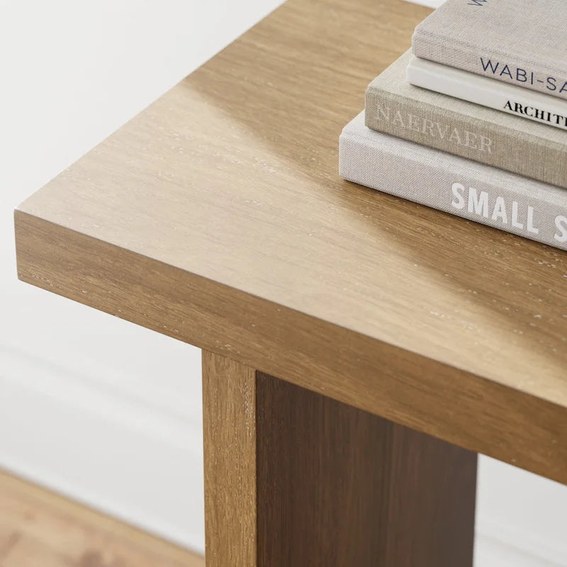 Nathan James Virgo Farmhouse 2-Tier Console Table in Wire-Brushed Wood Finish 22