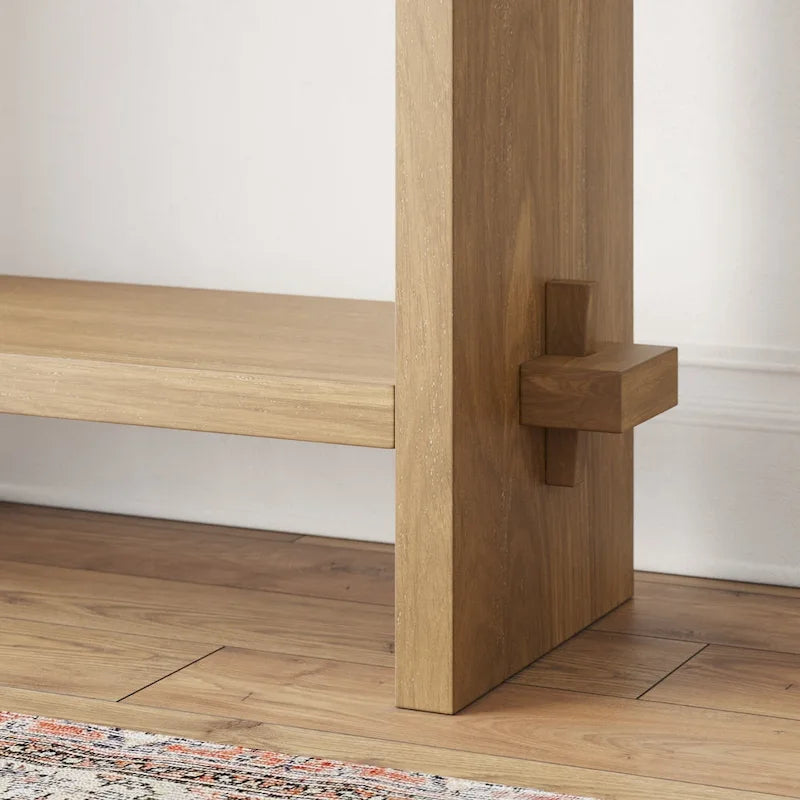 Nathan James Virgo Farmhouse 2-Tier Console Table in Wire-Brushed Wood Finish 23