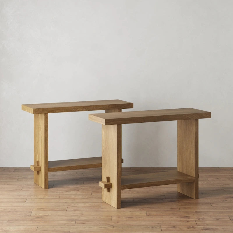 Nathan James Virgo Farmhouse 2-Tier Console Table in Wire-Brushed Wood Finish 25