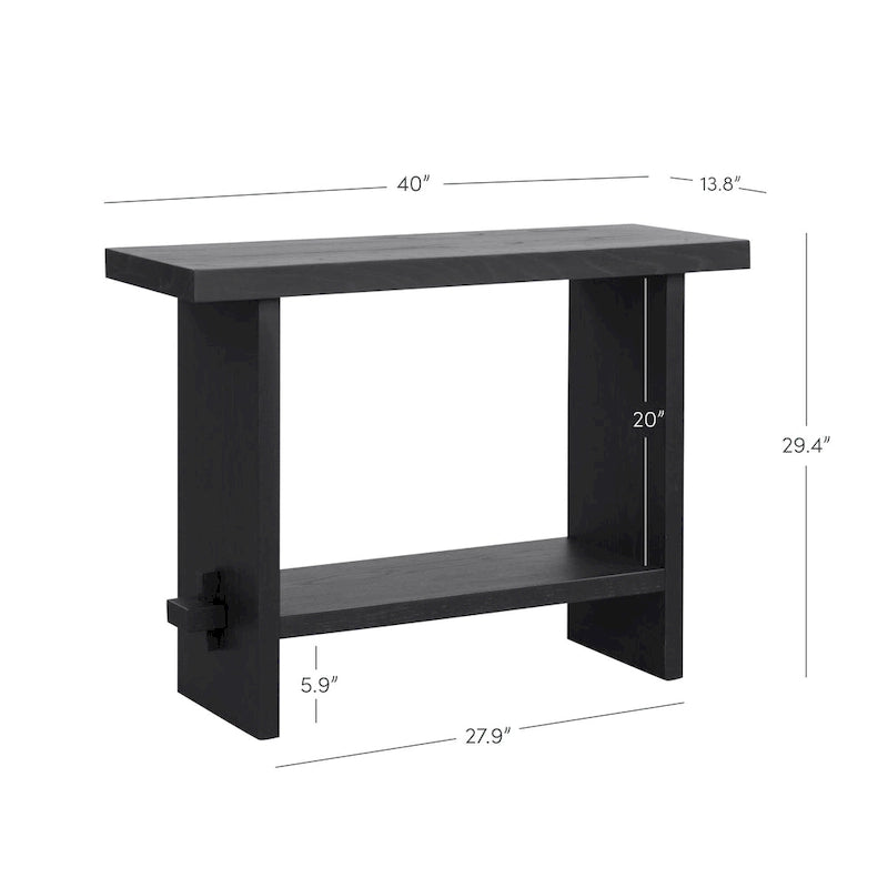 Nathan James Virgo Farmhouse 2-Tier Console Table in Wire-Brushed Wood Finish 30