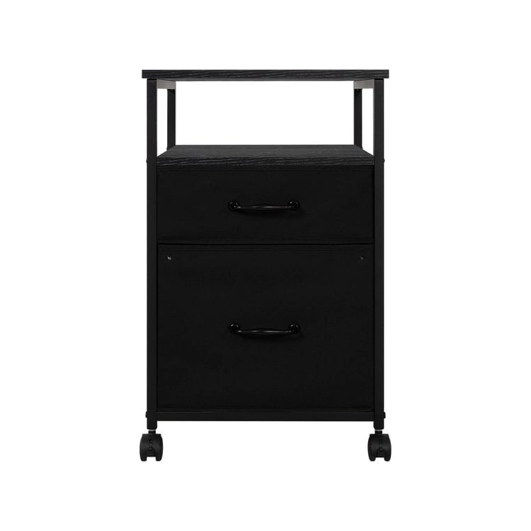 2 Drawer Mobile File Cabinet Rolling Printer Stand with Open Storage Shelf Fabric Vertical Filing Cabinet 6