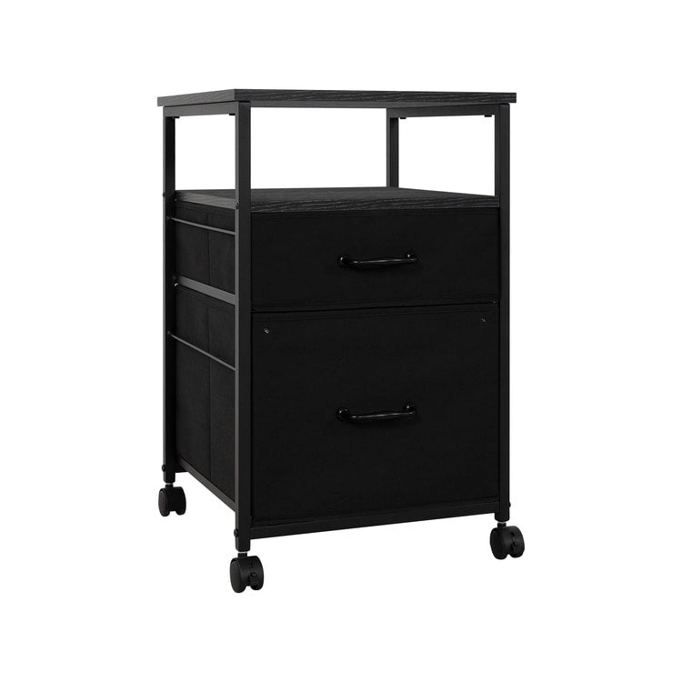 2 Drawer Mobile File Cabinet Rolling Printer Stand with Open Storage Shelf Fabric Vertical Filing Cabinet 7