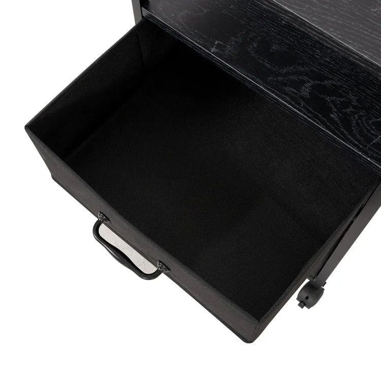 2 Drawer Mobile File Cabinet Rolling Printer Stand with Open Storage Shelf Fabric Vertical Filing Cabinet 8