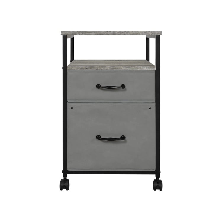 2 Drawer Mobile File Cabinet Rolling Printer Stand with Open Storage Shelf Fabric Vertical Filing Cabinet 15