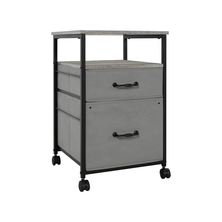 2 Drawer Mobile File Cabinet Rolling Printer Stand with Open Storage Shelf Fabric Vertical Filing Cabinet 16