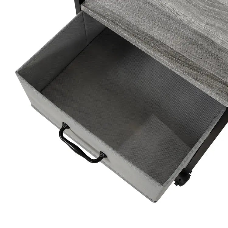2 Drawer Mobile File Cabinet Rolling Printer Stand with Open Storage Shelf Fabric Vertical Filing Cabinet 19