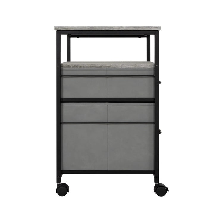 2 Drawer Mobile File Cabinet Rolling Printer Stand with Open Storage Shelf Fabric Vertical Filing Cabinet 22