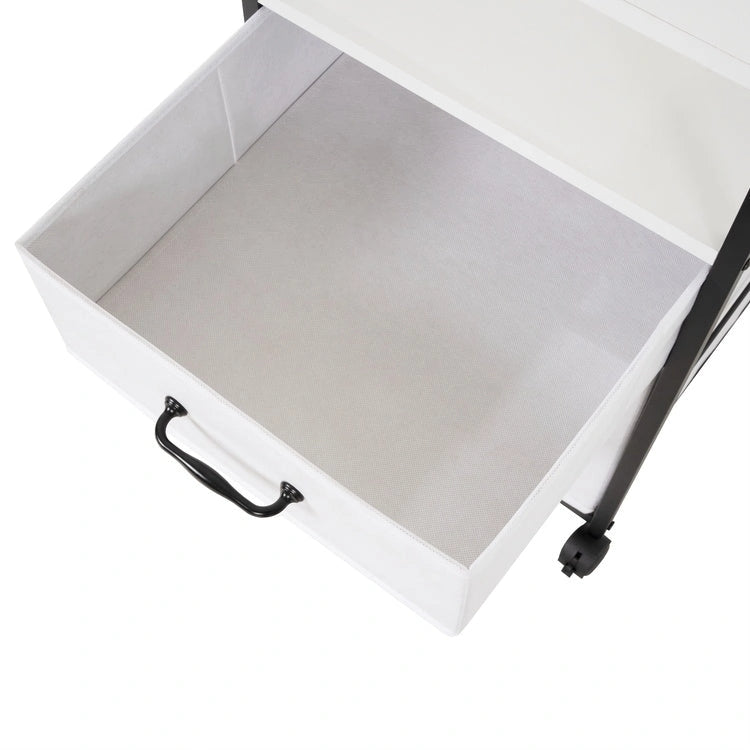 2 Drawer Mobile File Cabinet Rolling Printer Stand with Open Storage Shelf Fabric Vertical Filing Cabinet 29