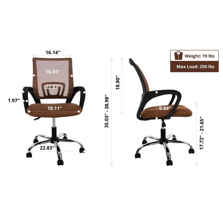 Ergonomic Breathable Mesh Office Chair  Adjustable Design with Lumbar Support and Enhanced Mobility with 360 Swivel Wheels 3