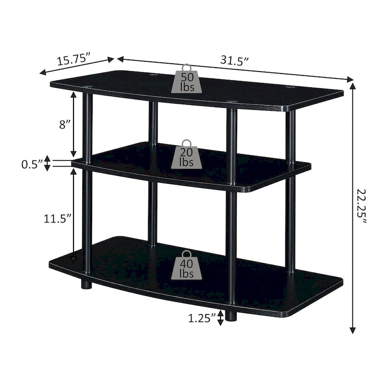 Convenience Concepts Designs2Go No Tools 3 Tier TV Stand 36