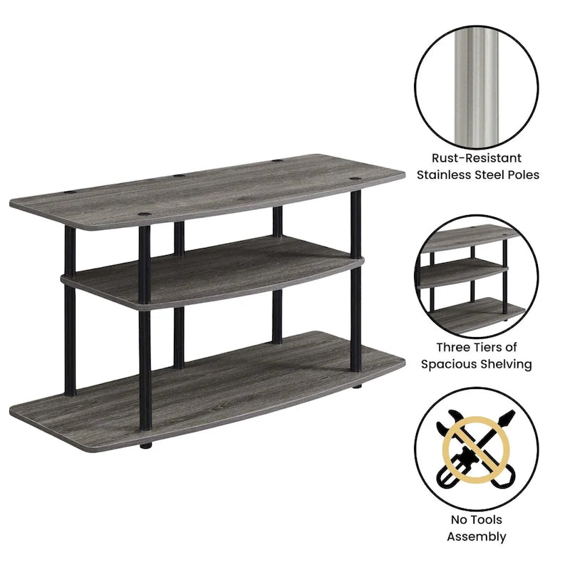 Convenience Concepts Designs2Go No Tools 3 Tier Wide TV Stand 13