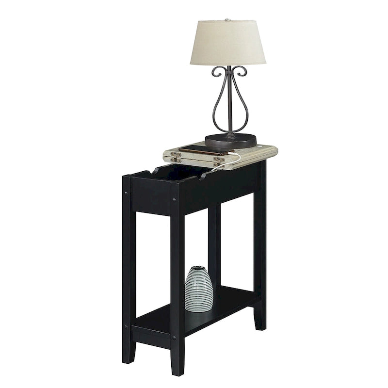Convenience Concepts American Heritage Flip Top End Table with Charging Station and Shelf 3
