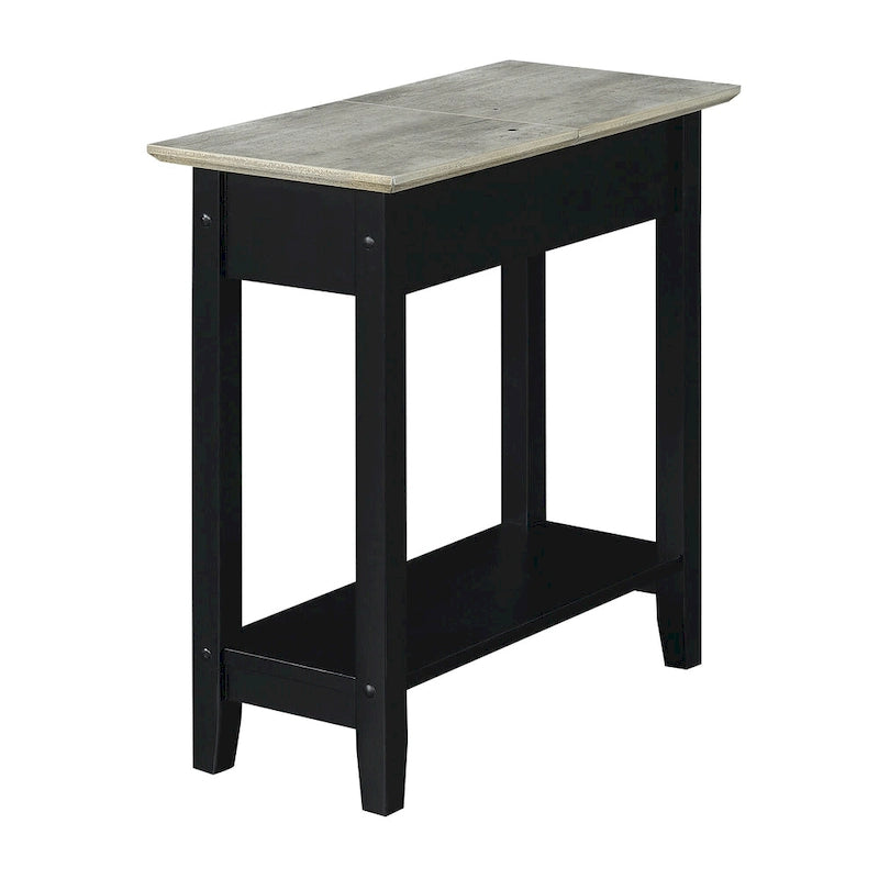 Convenience Concepts American Heritage Flip Top End Table with Charging Station and Shelf 4