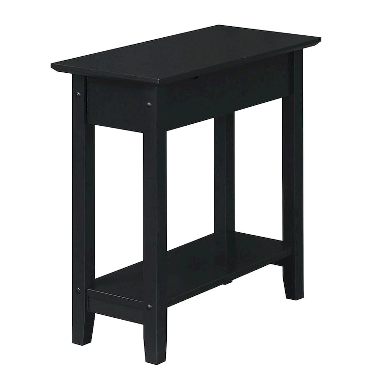 Convenience Concepts American Heritage Flip Top End Table with Charging Station and Shelf 12