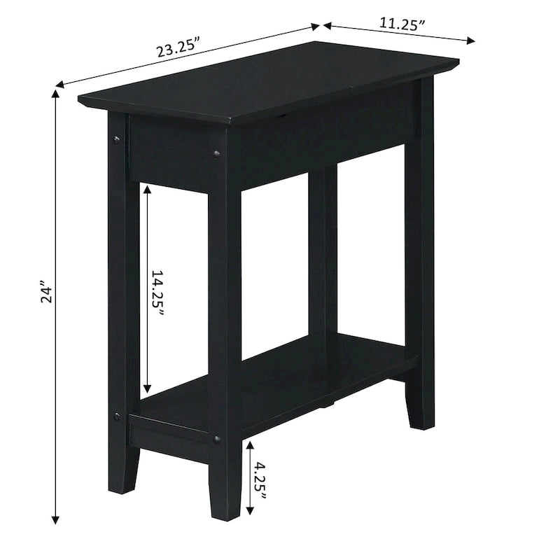Convenience Concepts American Heritage Flip Top End Table with Charging Station and Shelf 13