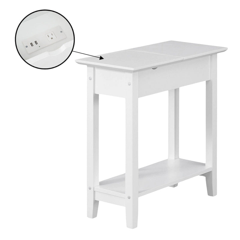 Convenience Concepts American Heritage Flip Top End Table with Charging Station and Shelf 15
