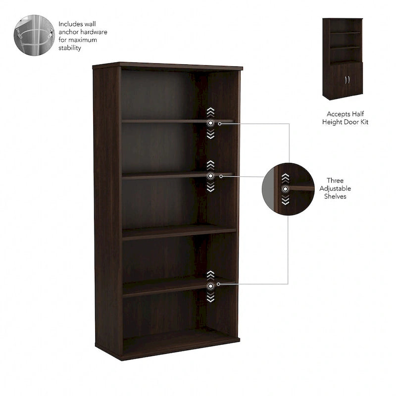 Hybrid Tall 5 Shelf Bookcase by Bush Business Furniture 26