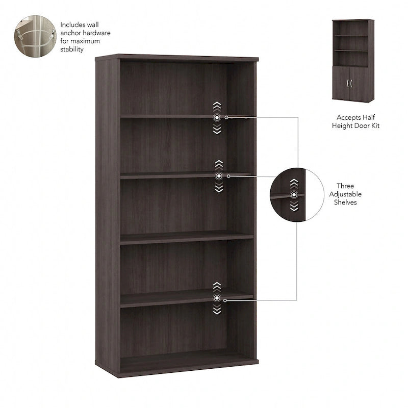 Hybrid Tall 5 Shelf Bookcase by Bush Business Furniture 36